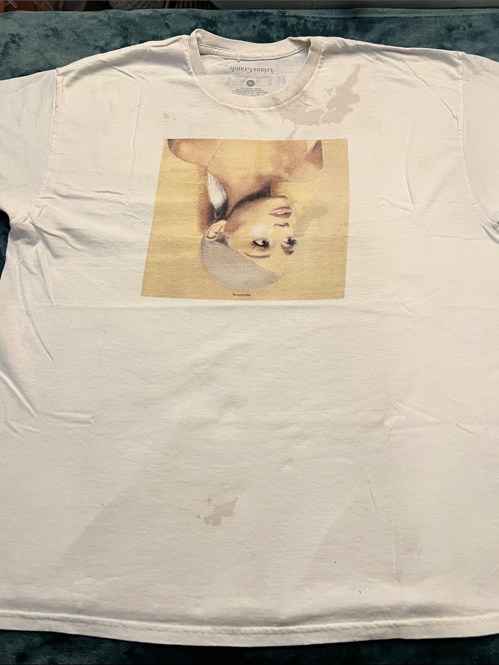 Ariana Grande Sweetener 2018 Cream Graphic Tee with Portrait Print